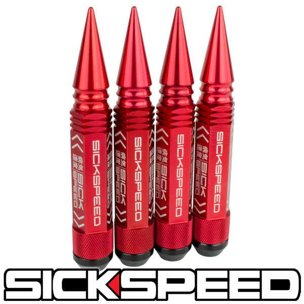 SICKSPEED 16pc Chrome Spiked Lug Nuts - 60mm, 12x1.5 Thread - Steel Wheels