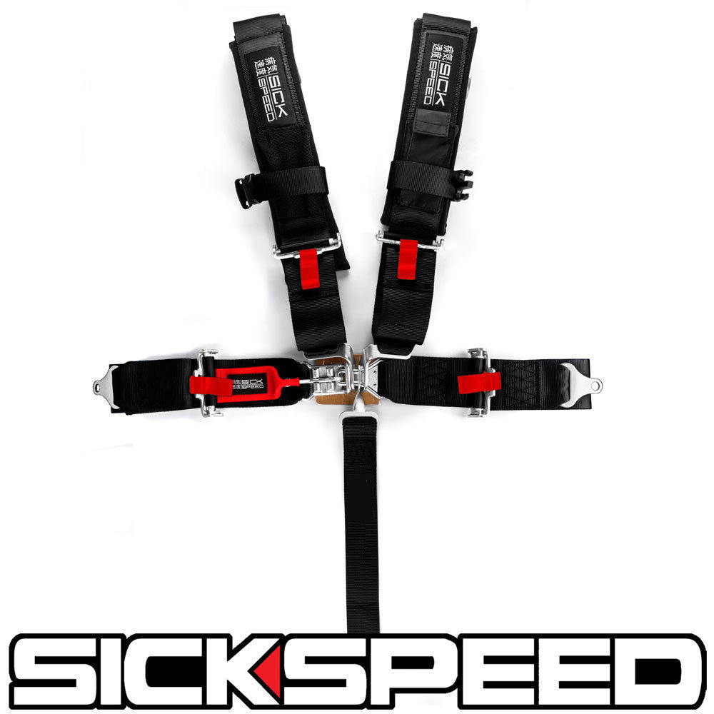 MITSTOCKS 4-Point Camlock Quick Release Racing Seat Belt Harness (Pair) - Black, 2" Nylon