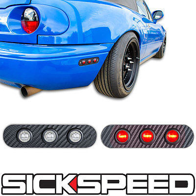 LED RED CLEAR LENS SIDE MARKER LIGHTS CARBON FIBER LOOK SIDE PANEL TURN SIGNAL