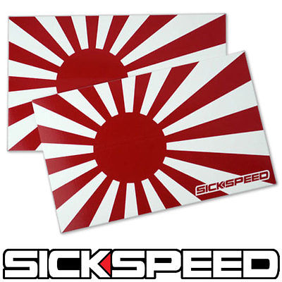 2PC RISING SUN JAPAN/JAPANESE FLAG VINYL JDM STICKER DECAL STICKERBOMB BOMB