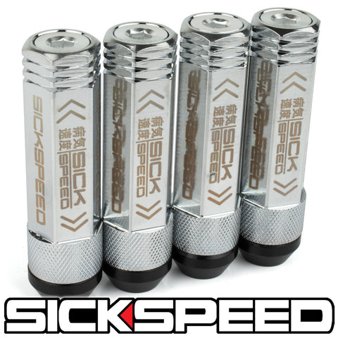 SICKSPEED 16-Piece Chrome Steel Spiked Lug Nuts - 60mm Length