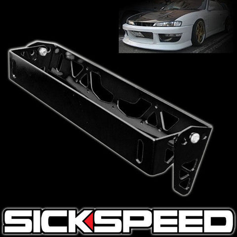 LICENSE PLATE TILT RELOCATION BRACKET FRONT BUMPER BILLET MOUNT HOLDER BLACK