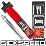 SCREW MOUNT HIGH STRENGTH RACING TOW STRAP WITH INTERCHANGEABLE BADGES